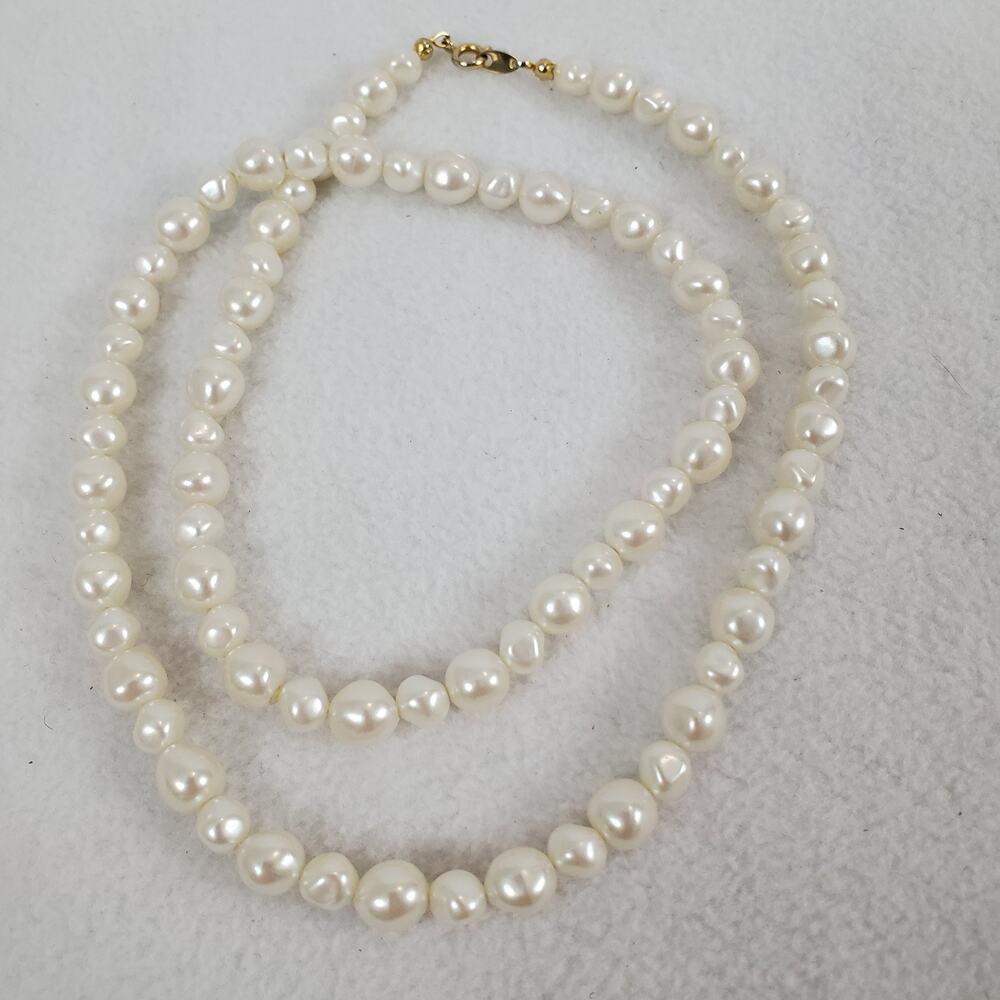 Vintage Trifari Irregular Ivory Faux Pearl Necklace 24 in.